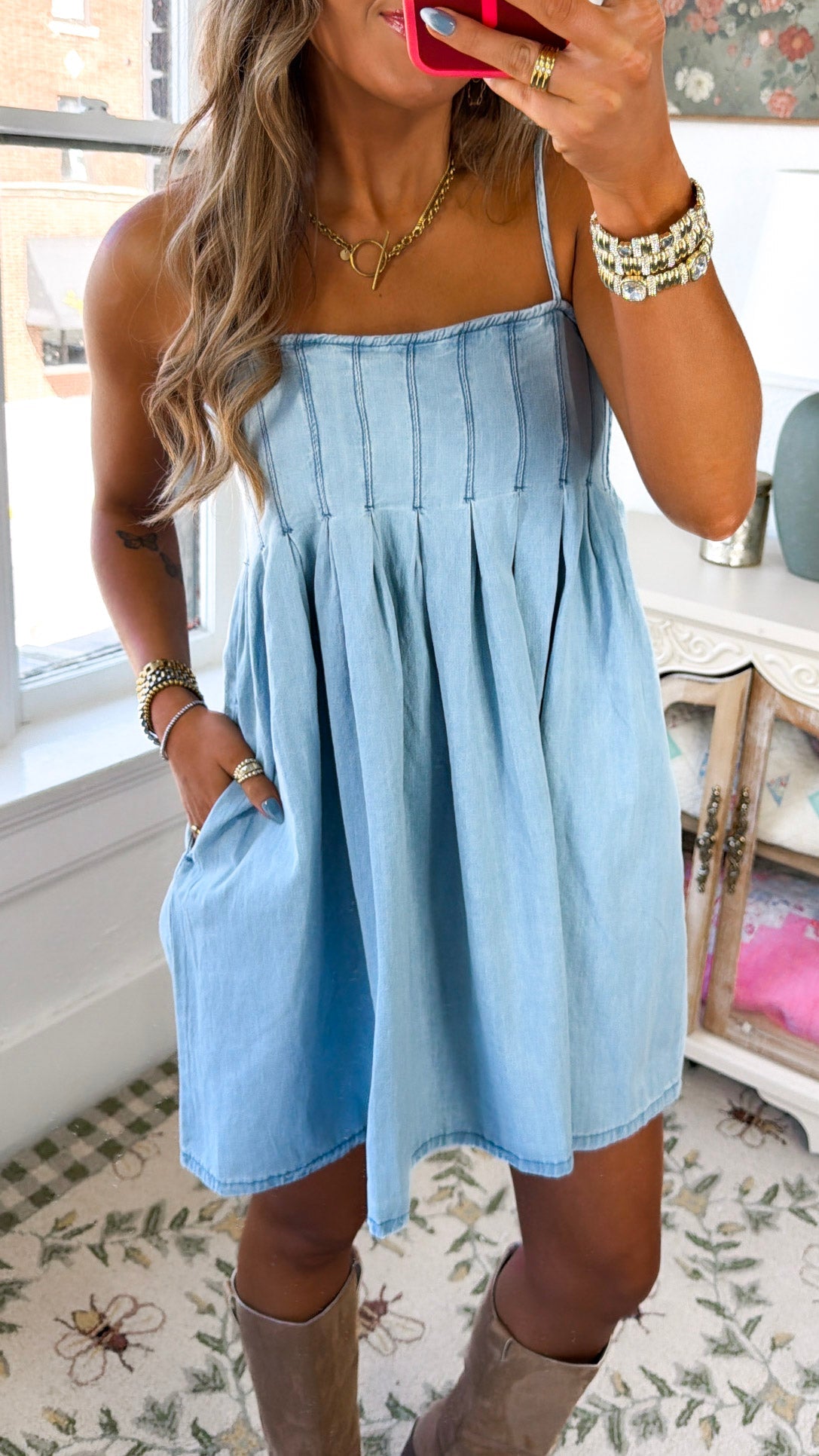 Missin' Me Denim Dress, Medium Denim