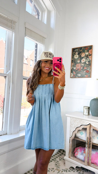 Missin' Me Denim Dress, Medium Denim