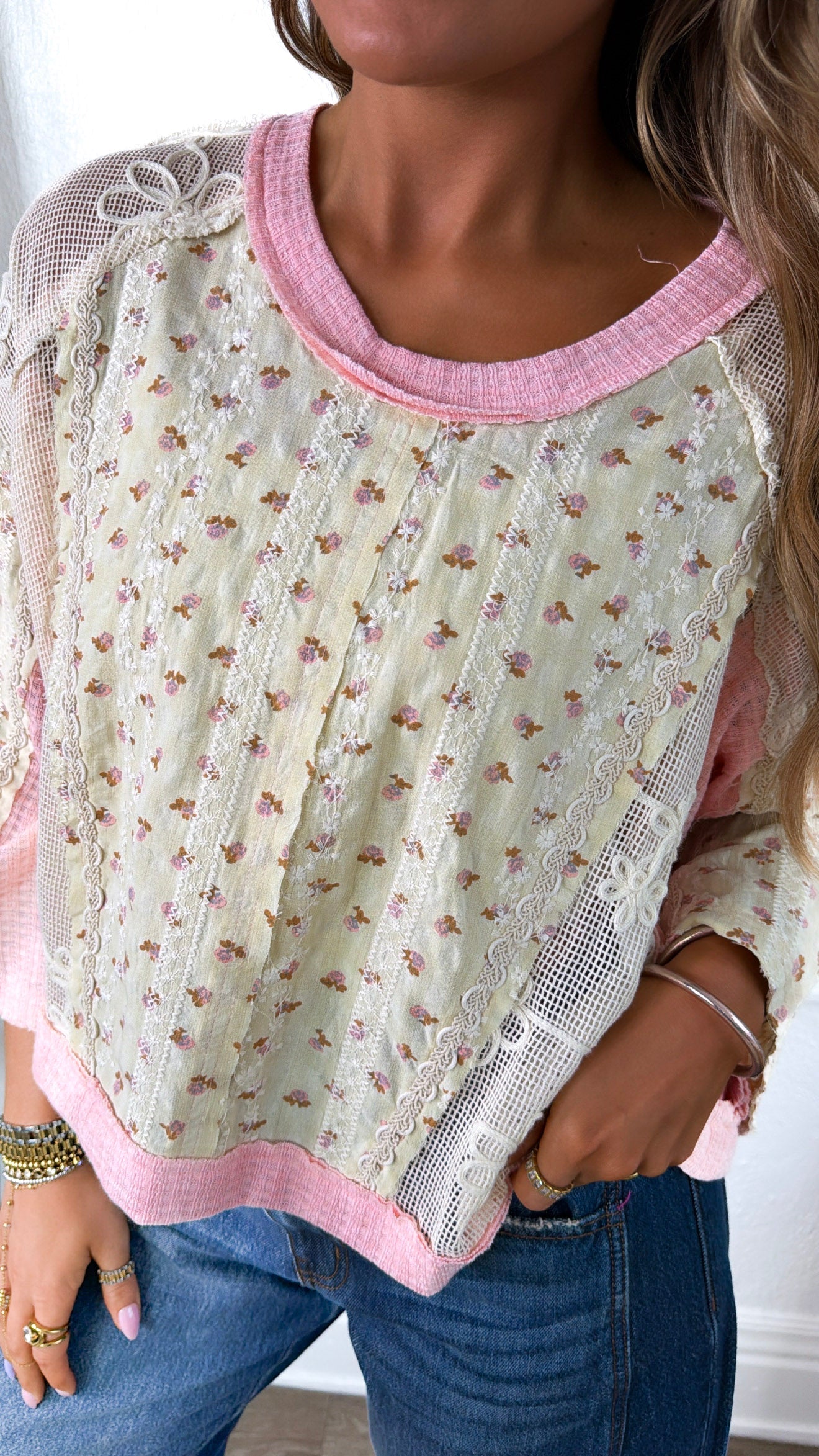 Golden Petal Blouse, Peach Pink