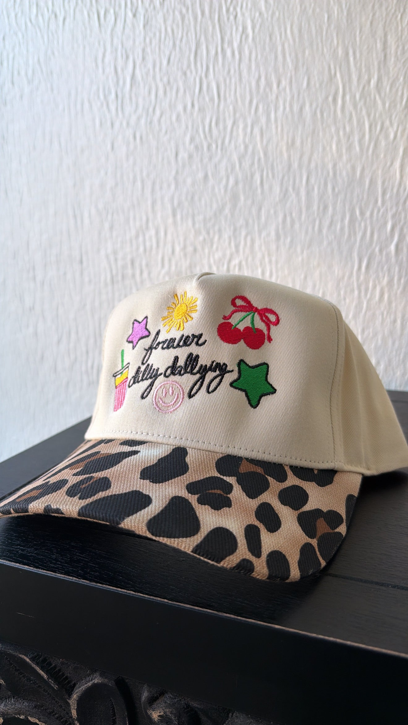 Forever Dilly Dalling Leopard Trucker Hat