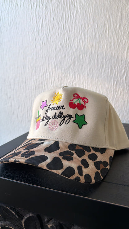 Forever Dilly Dalling Leopard Trucker Hat