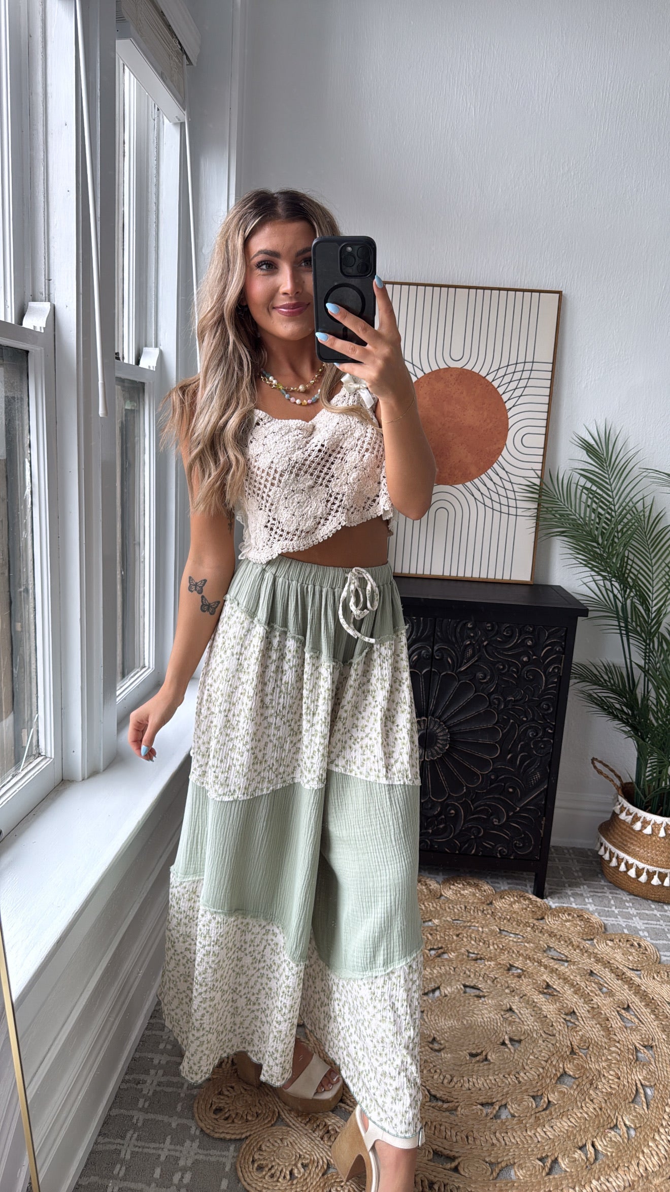 Ivy Oaks Floral Pant, Pistachio