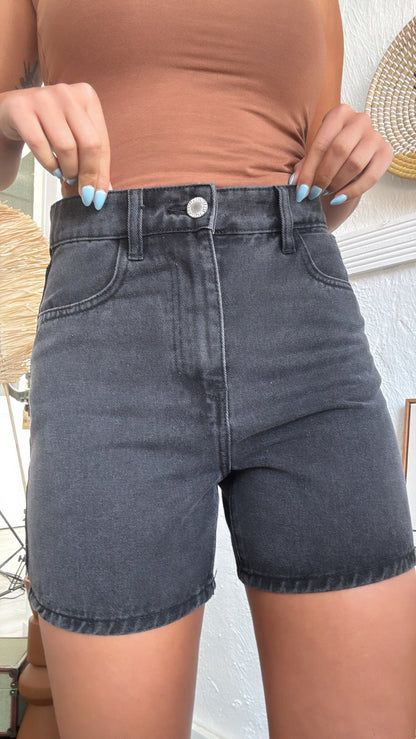 Daily Wear Denim Mom Shorts, Black