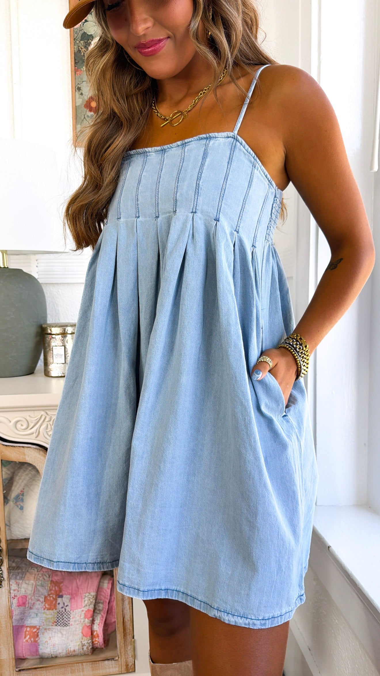 Missin' Me Denim Dress, Medium Denim