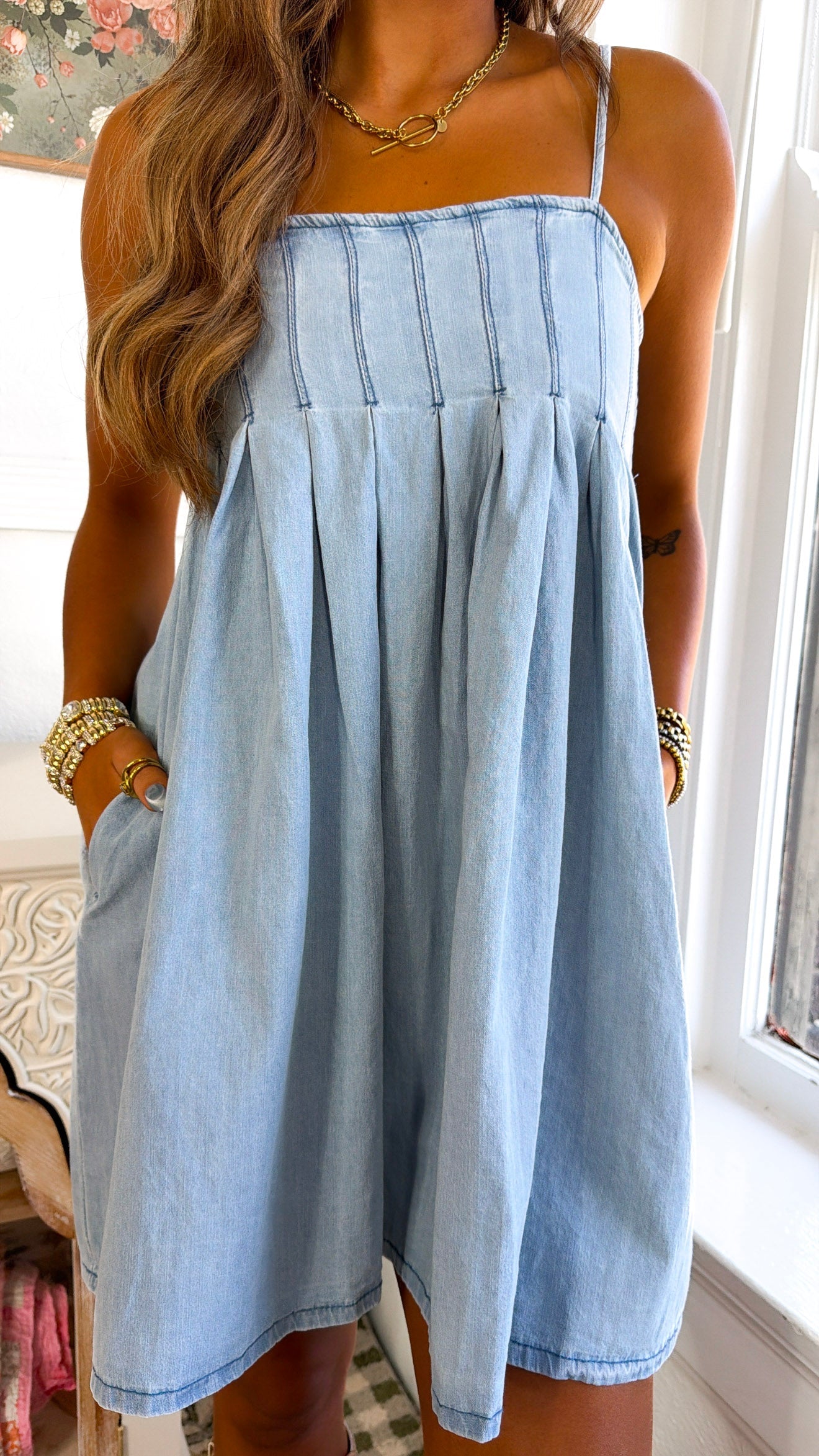 Missin' Me Denim Dress, Medium Denim