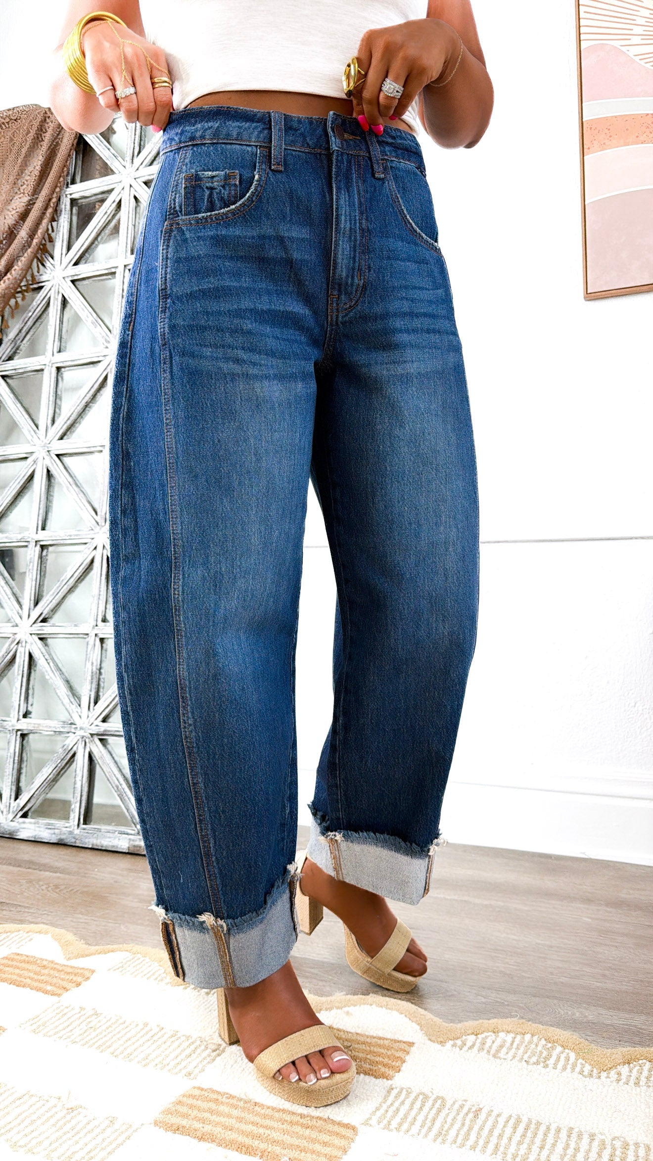 Canvas Curve Barrel Denim, Dark Wash