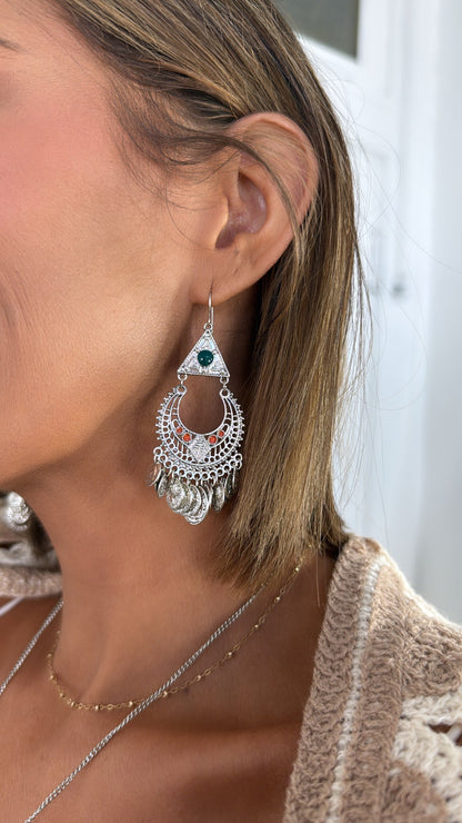 Boho Chandelier Earring, Silver