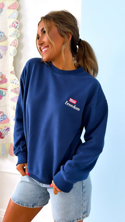 "Freedom" Crewneck, Navy