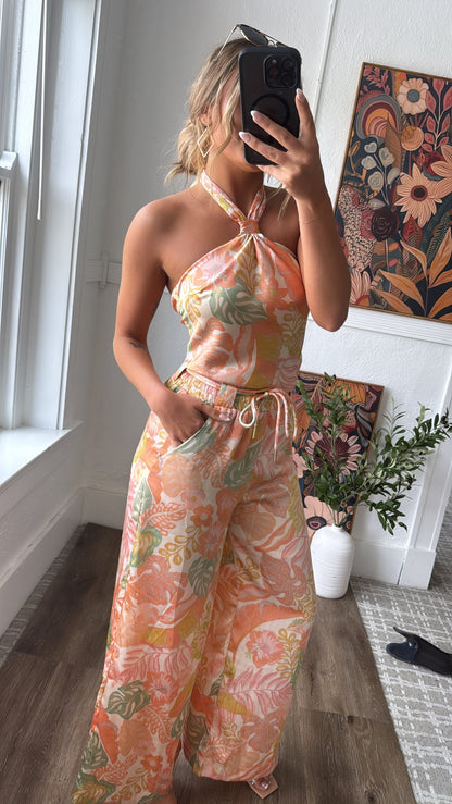 Isla Bloom Haltered Two Piece Set, Apricot Multi