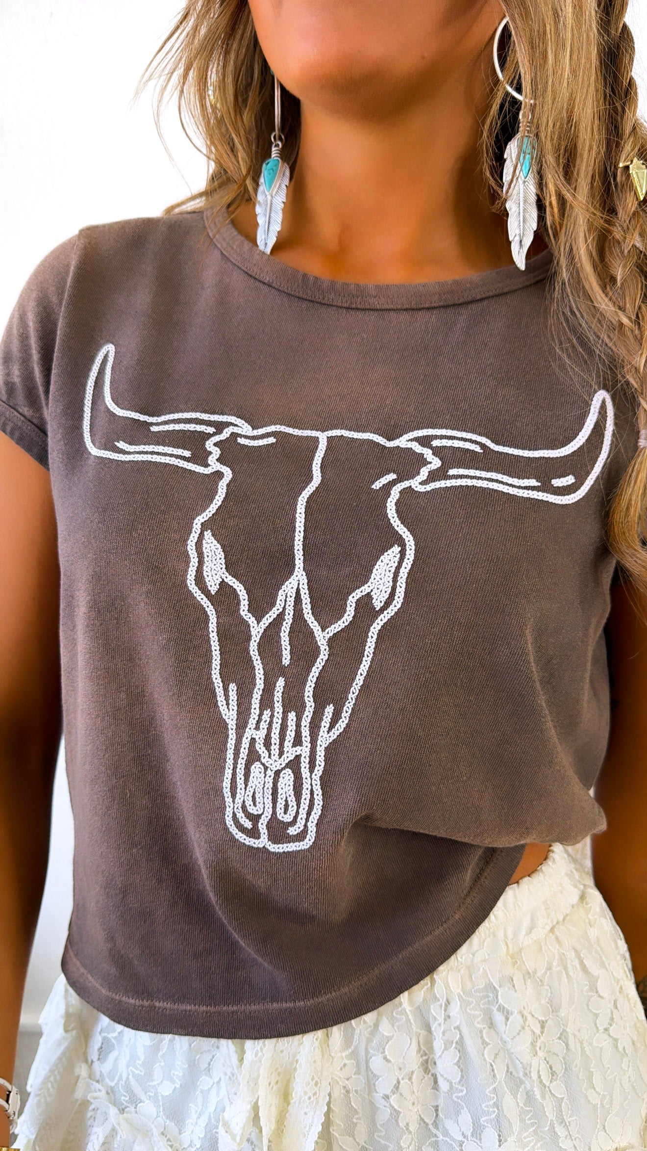 Long Horn Graphic Tee, Espresso