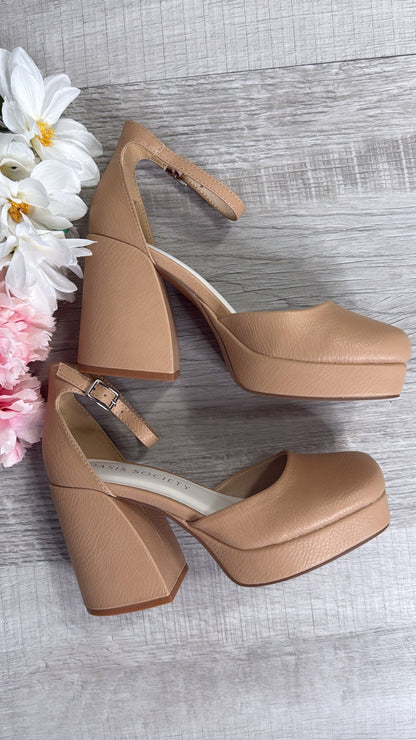 Delilah Chunky Platform Mary Jane Heel, Nude