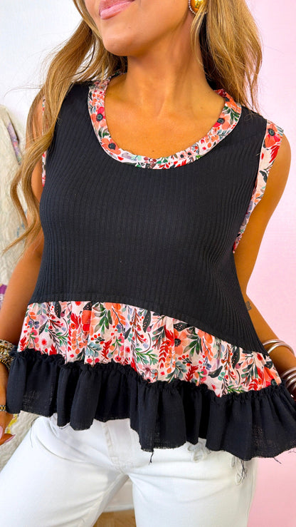 Melanie Printed Tank, Black