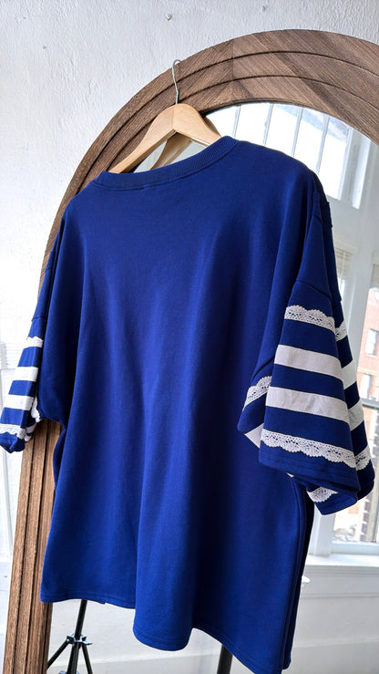 Lace USA Detailed Top, Navy
