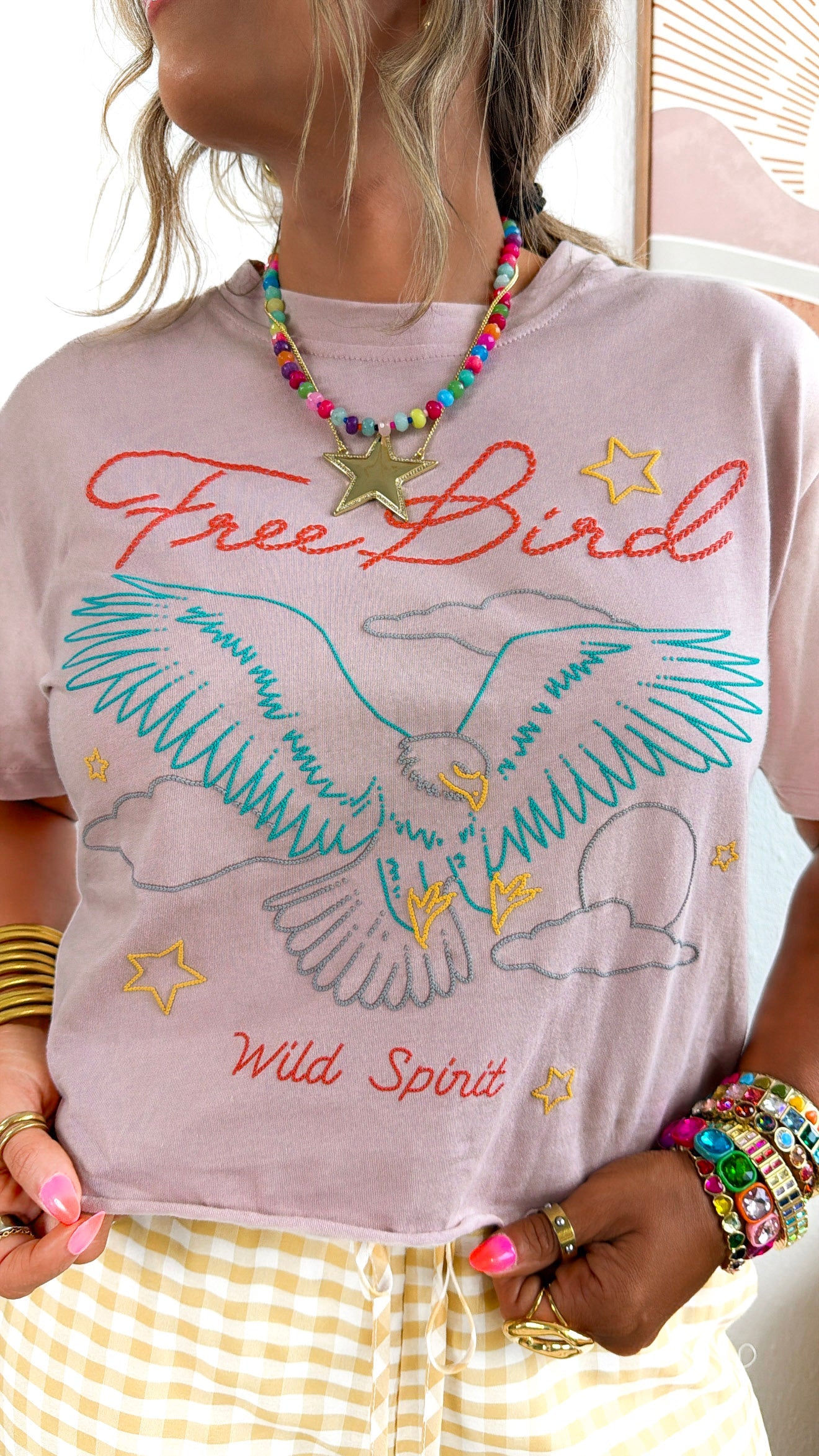 Cropped Free Bird Tee, Rose