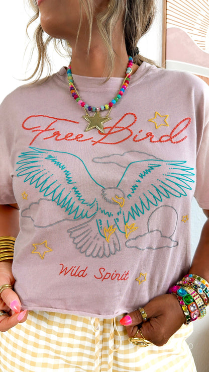 Cropped Free Bird Tee, Rose