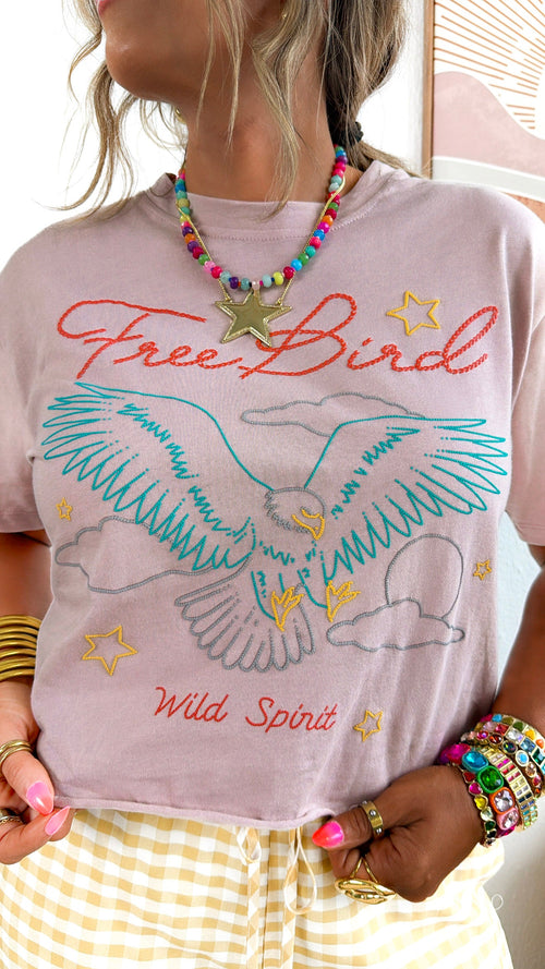 Cropped Free Bird Tee, Rose