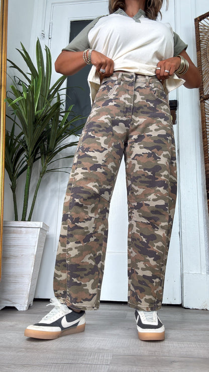Gone Rouge Camo Washed Barrel Jeans