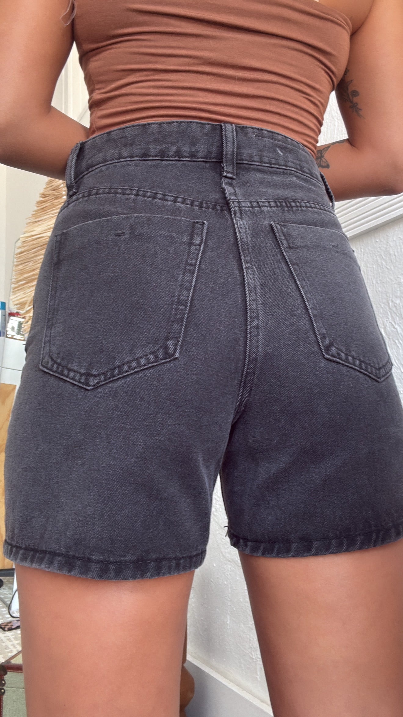 Daily Wear Denim Mom Shorts, Black