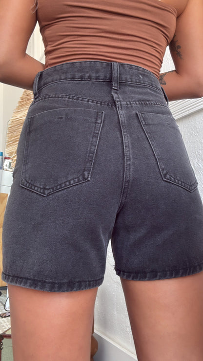 Daily Wear Denim Mom Shorts, Black