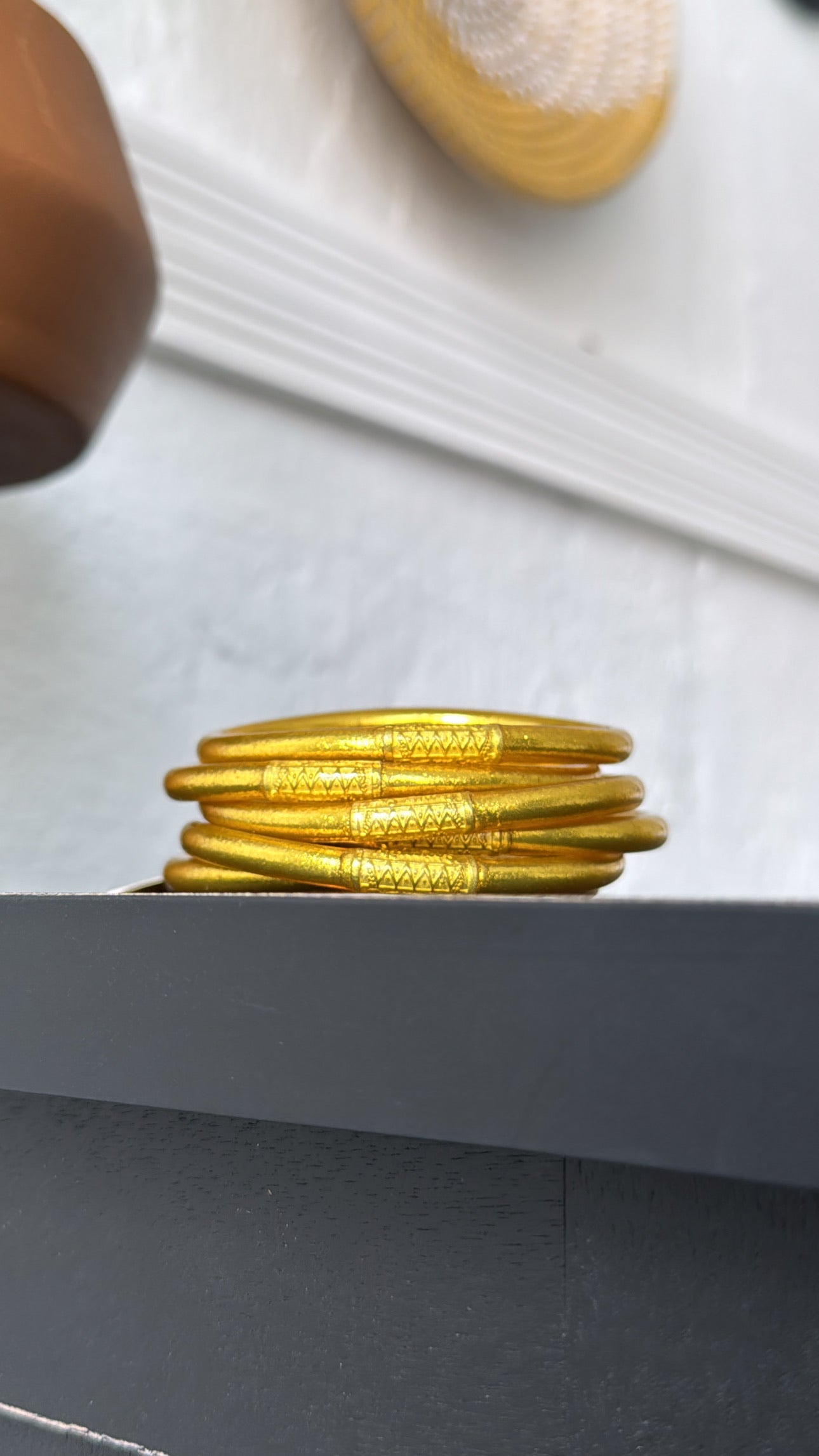 BuDhaGirl: Gold All Weather Bangle (Set of 6)- Serenity Prayer