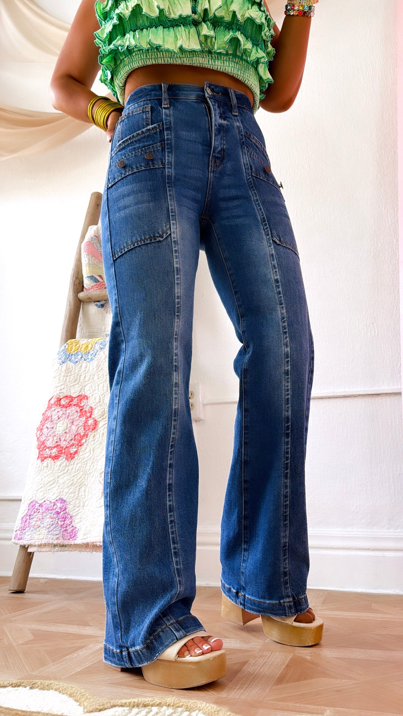 Austin Bootcut Pocket Jeans, Medium Dark