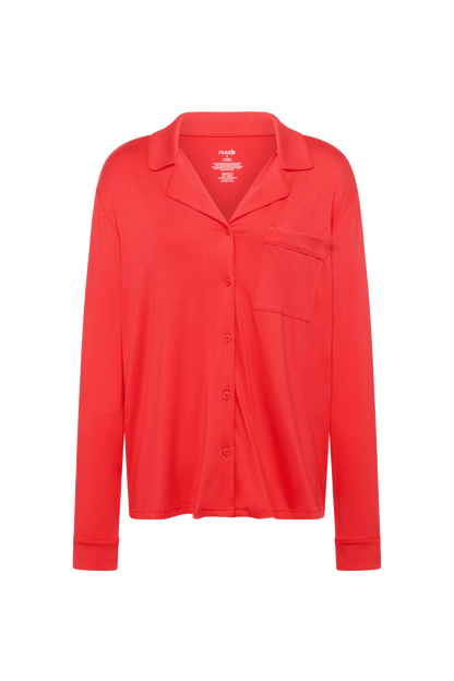 Long Sleeve Button-Up Pajama Shirt | Hibiscus