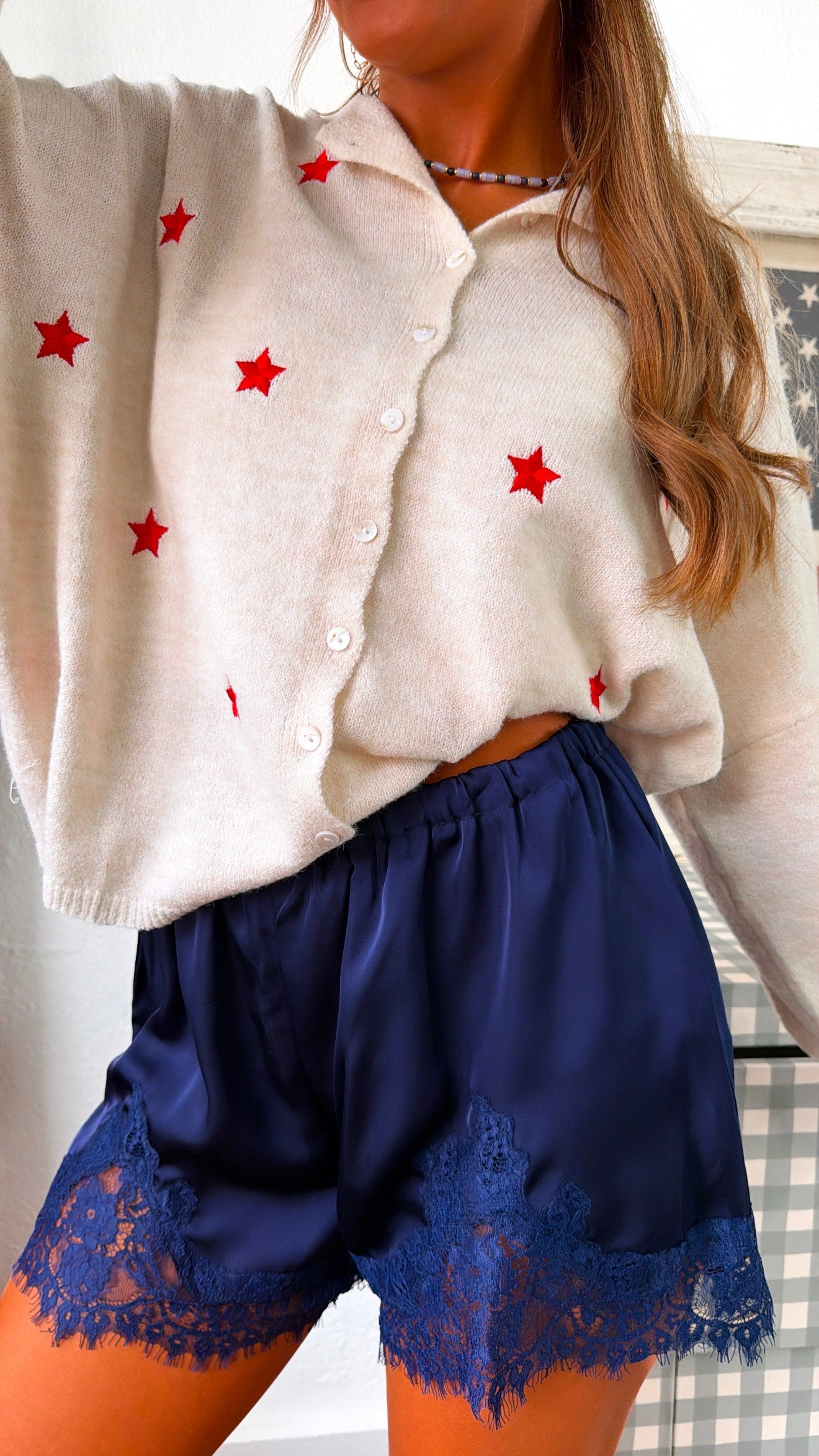 Lace Dreams Shorts, Navy