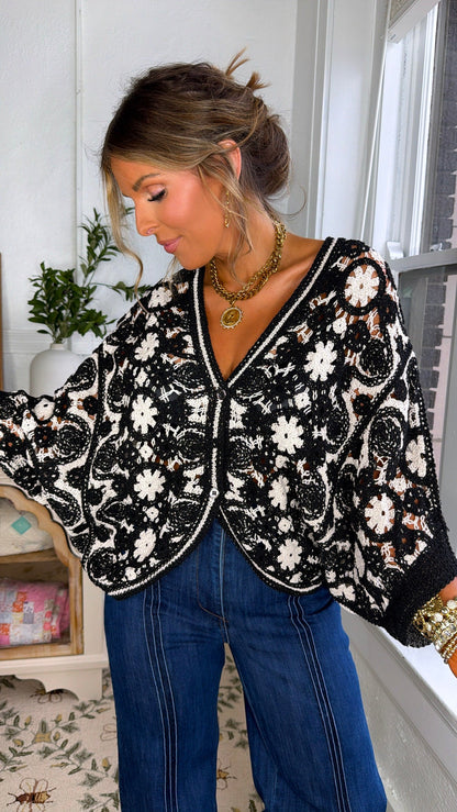 Classic Threads Knit Top, Black/Natural