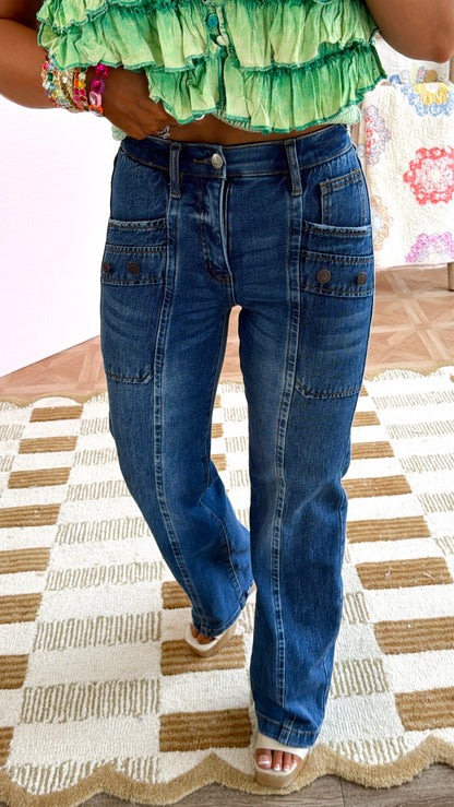 Austin Bootcut Pocket Jeans, Medium Dark