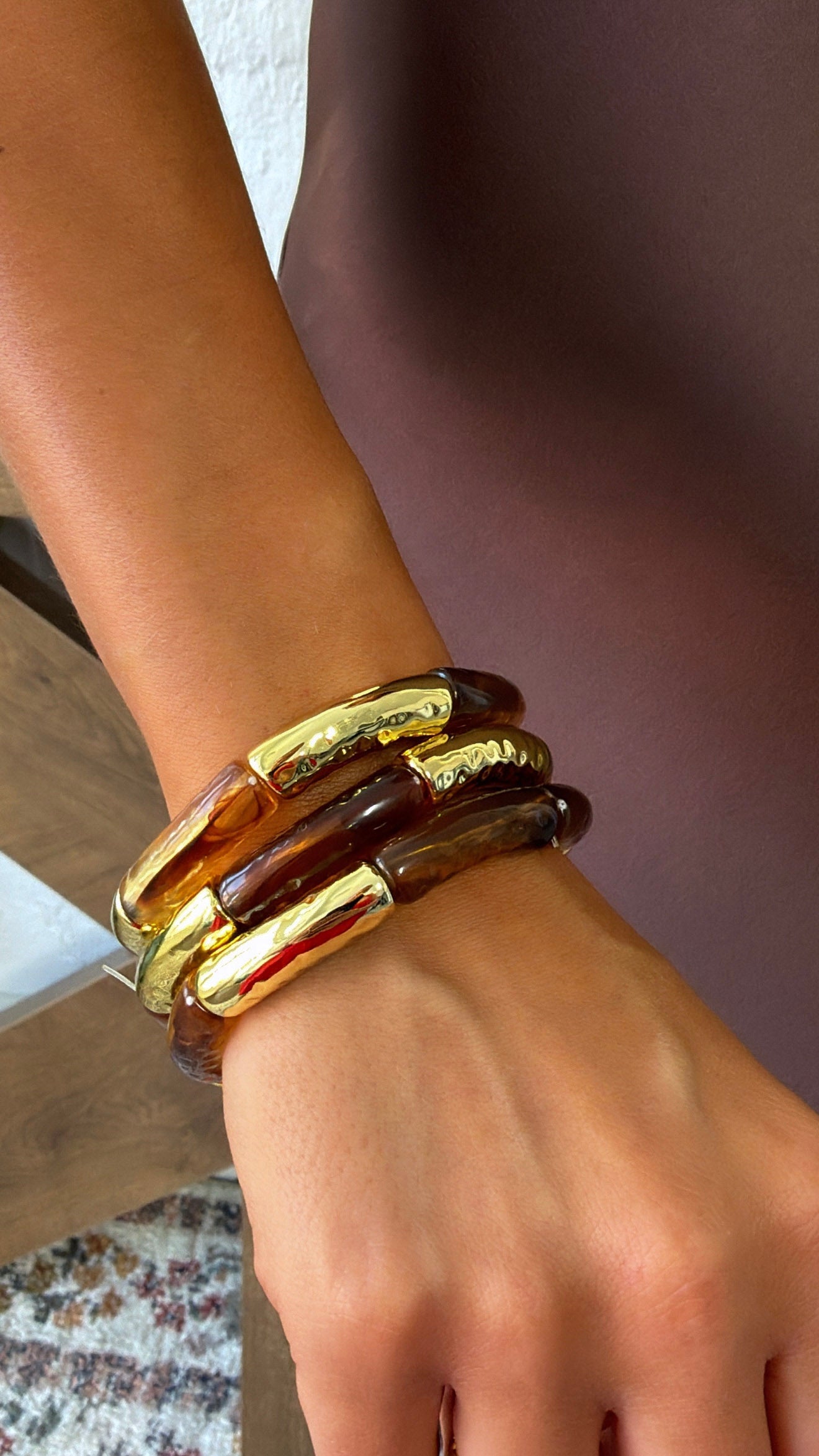 Golden Meadow Bracelet Stack, Tortoise / Gold