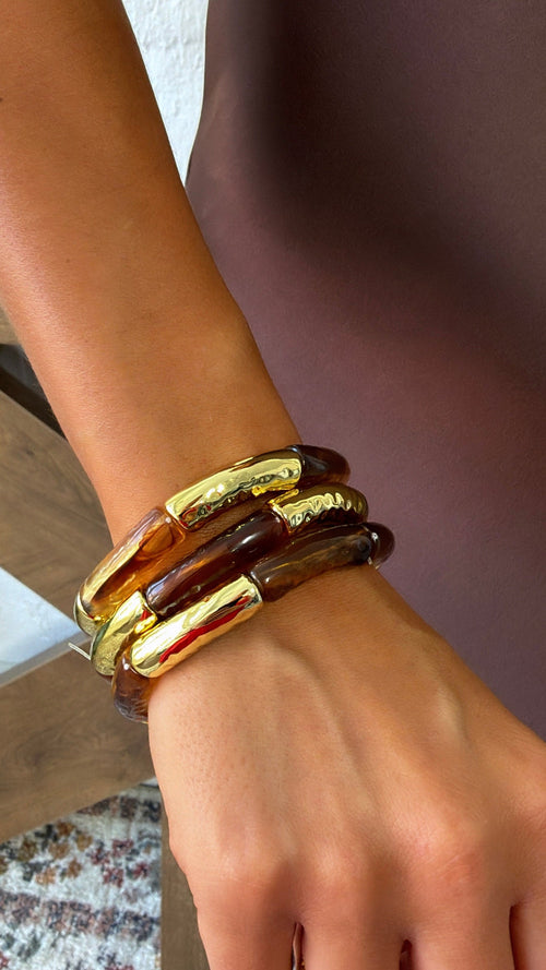 Golden Meadow Bracelet Stack, Tortoise / Gold