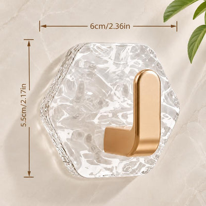 Heavy-Duty Plastic Self-Adhesive Hexagonal Ripple Hooks, Waterproof Rustproof Sticky Hooks for Bathroom, Kitchen, Easy-Install Home Organizer for Keys, Towels, Coats