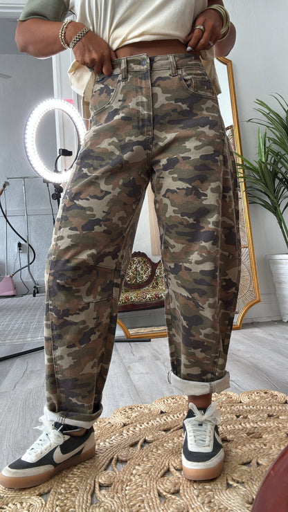 Gone Rouge Camo Washed Barrel Jeans