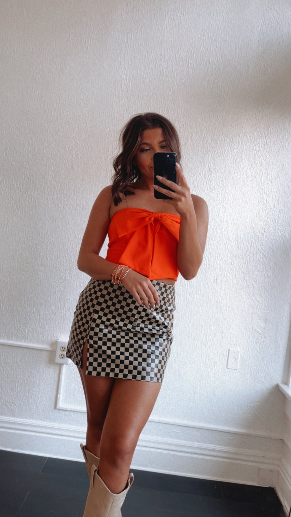 It Girl Bow Detail Tube Top, Orange