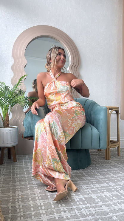 Isla Bloom Haltered Two Piece Set, Apricot Multi