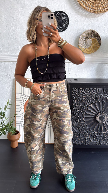 Gone Rouge Camo Washed Barrel Jeans