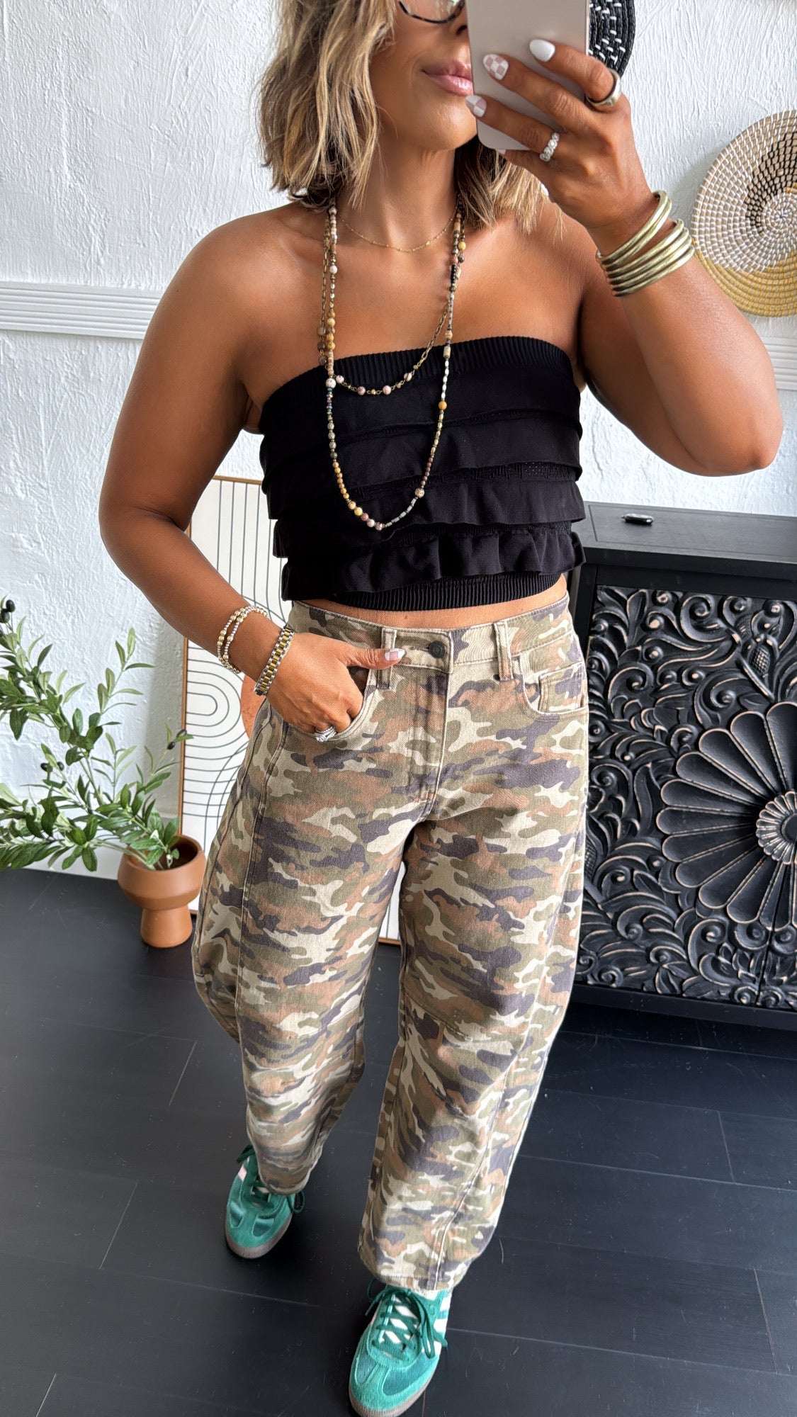 Gone Rouge Camo Washed Barrel Jeans