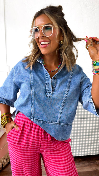 Bluebird Denim Top, Blue Denim