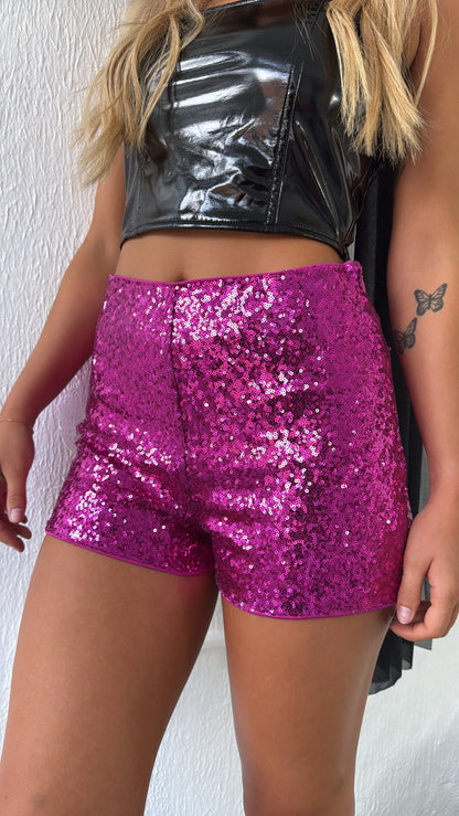 Giving Glam Sequin Short, Magenta