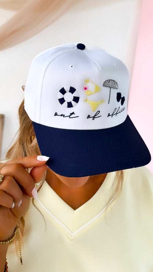 Out Of Office Trucker Hat, Navy/White