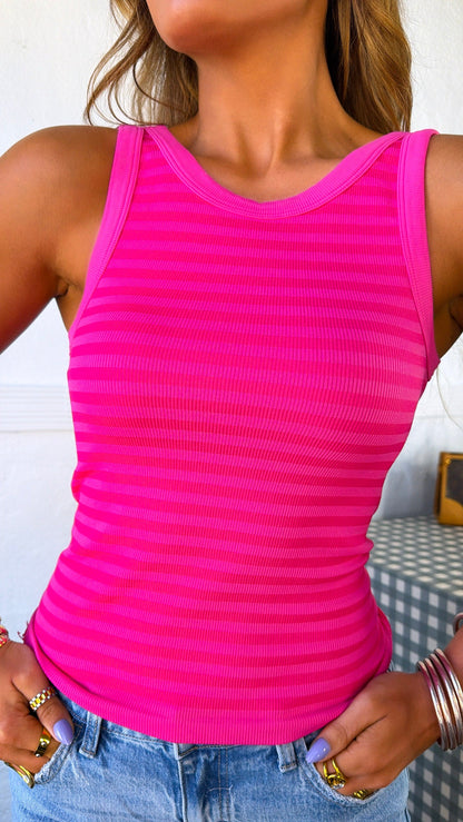 Daily Stripe Tank Top, Aloha Pink