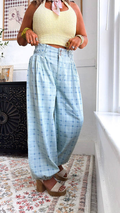 Open Air Plaid Pants, Blue Plaid