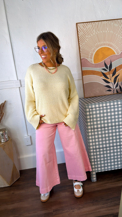 Muted Sunburst Wide Leg Pant, Pink