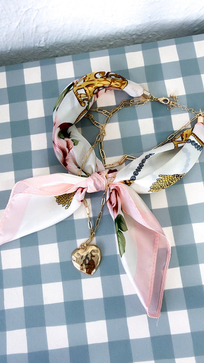 Bandana Charm Necklace, Lt.Pink/ Gold
