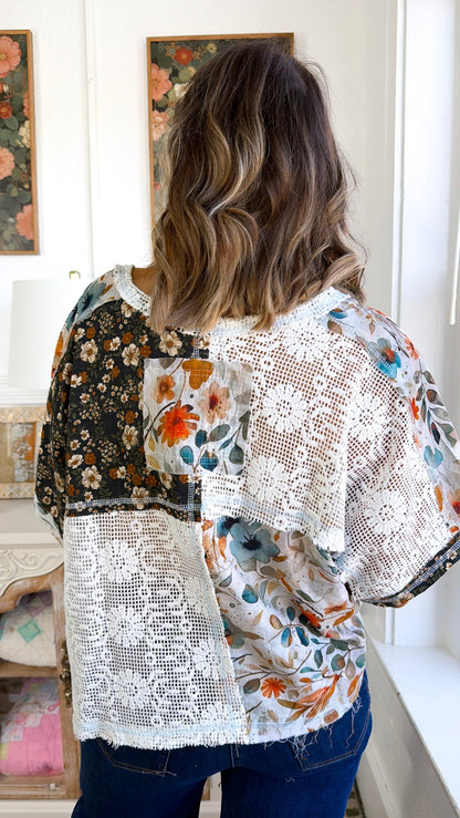 Patchwork Blouse, Ivory Multi