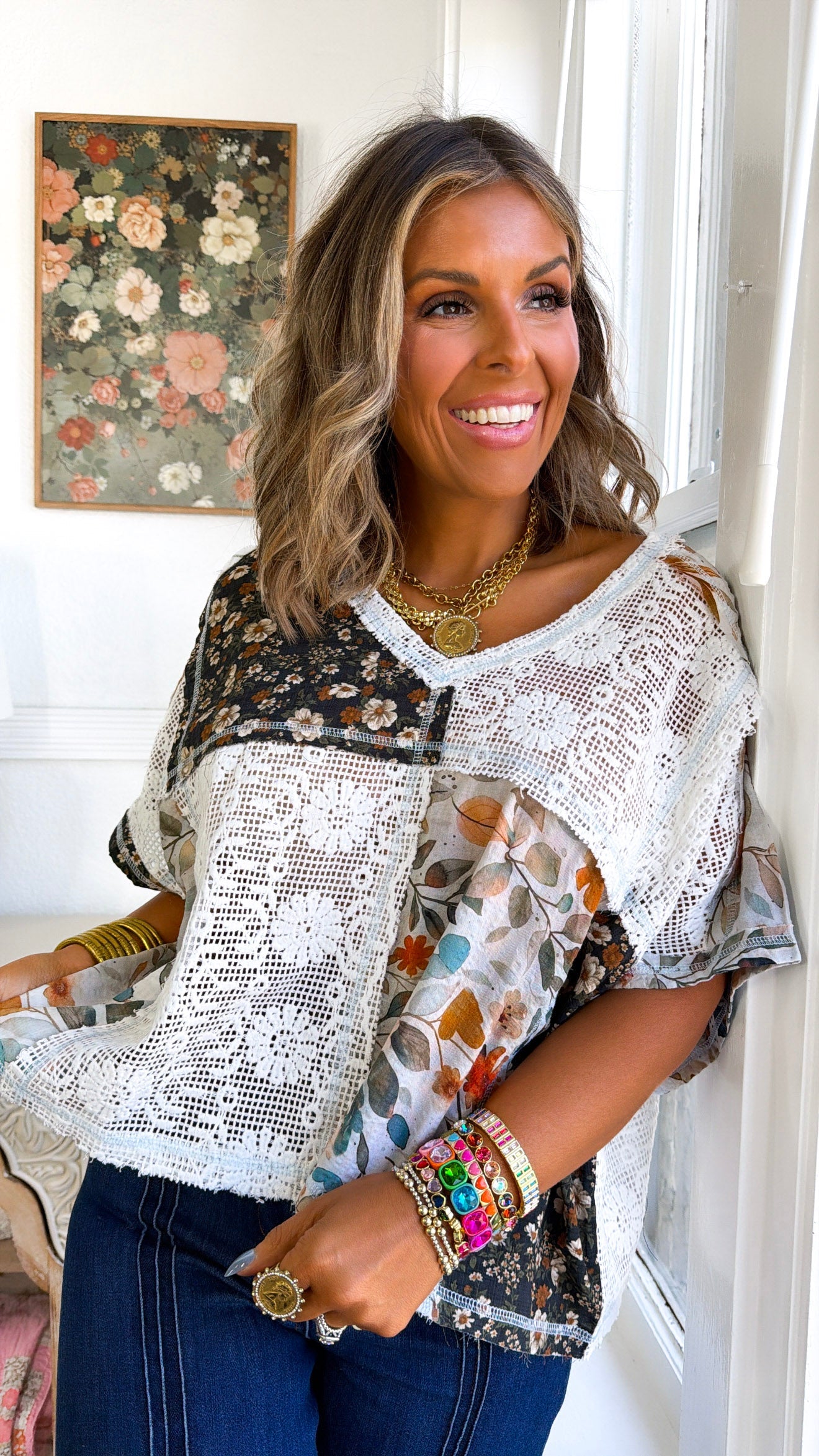 Patchwork Blouse, Ivory Multi
