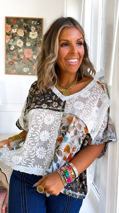 Patchwork Blouse, Ivory Multi