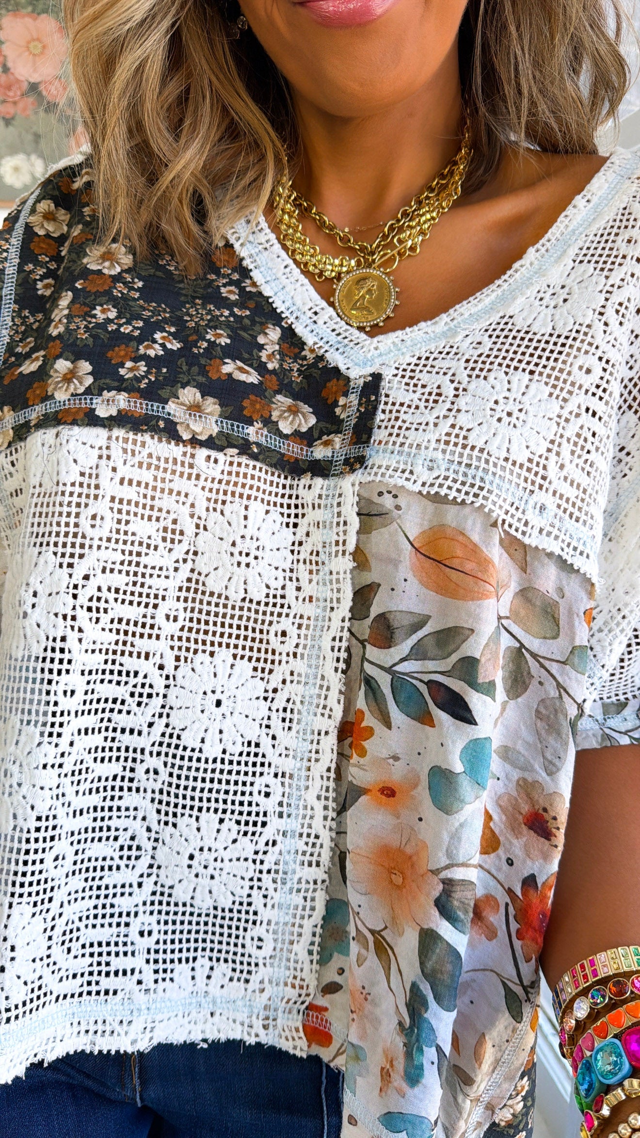 Patchwork Blouse, Ivory Multi