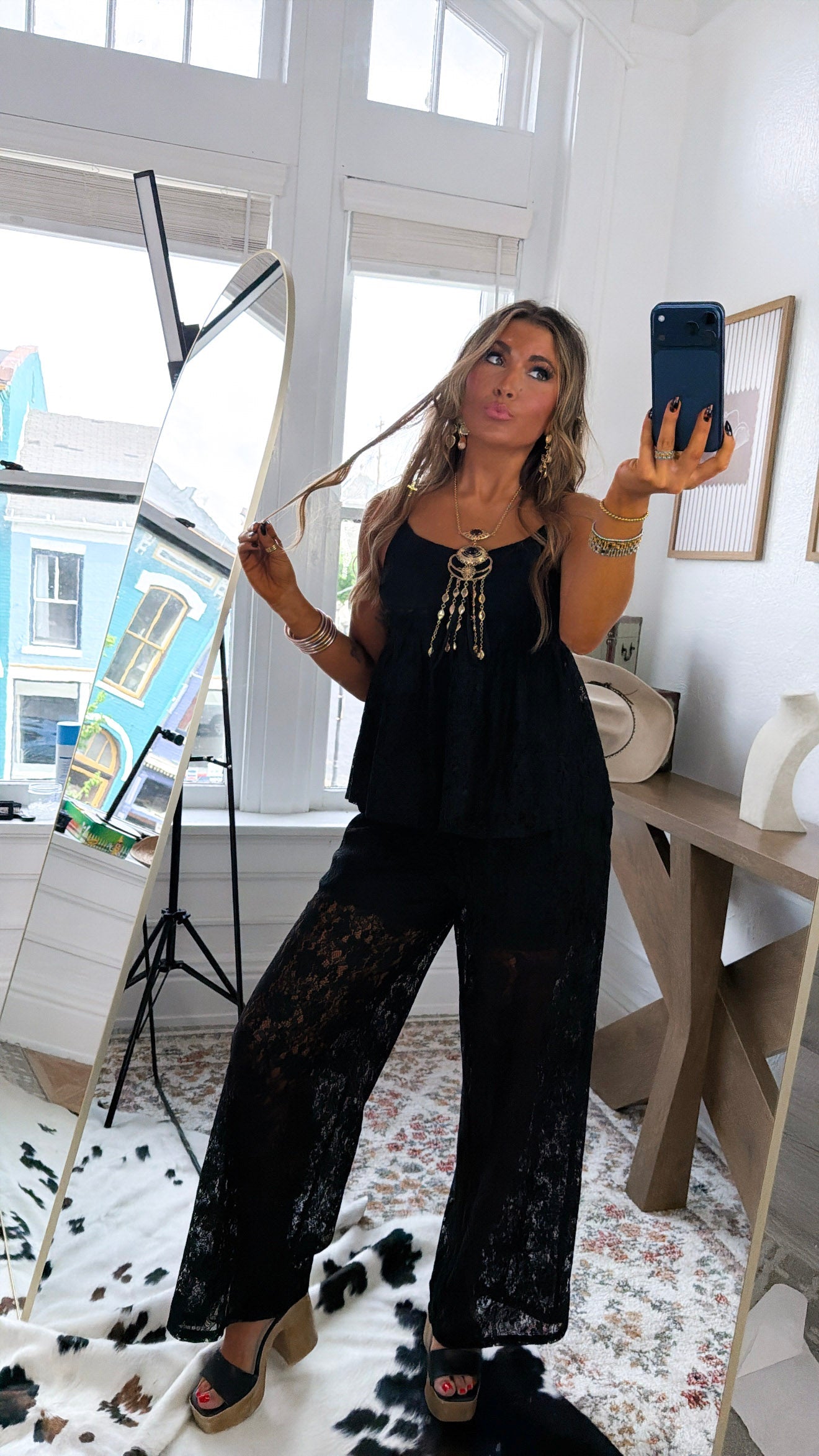 After Dark Two piece Pant Set, Black