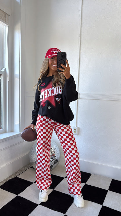Finish Line Checkered Pant, Red